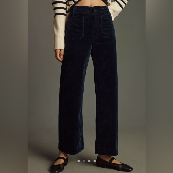 The Colette Full-Length Wide Leg Corduroy Pants by Maeve 26w Navy - Picture 4 of 7